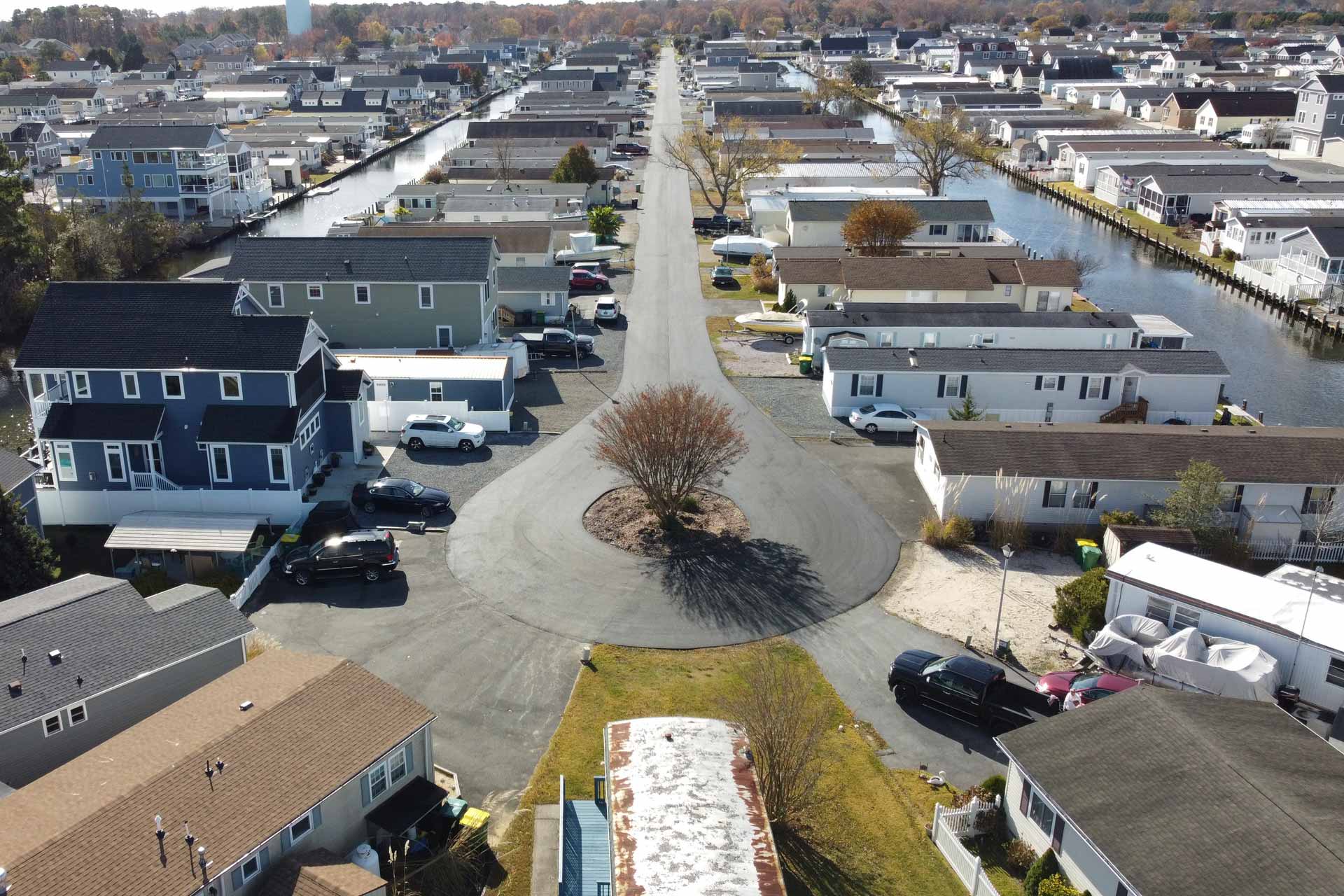 Newly paved cul-de-sac