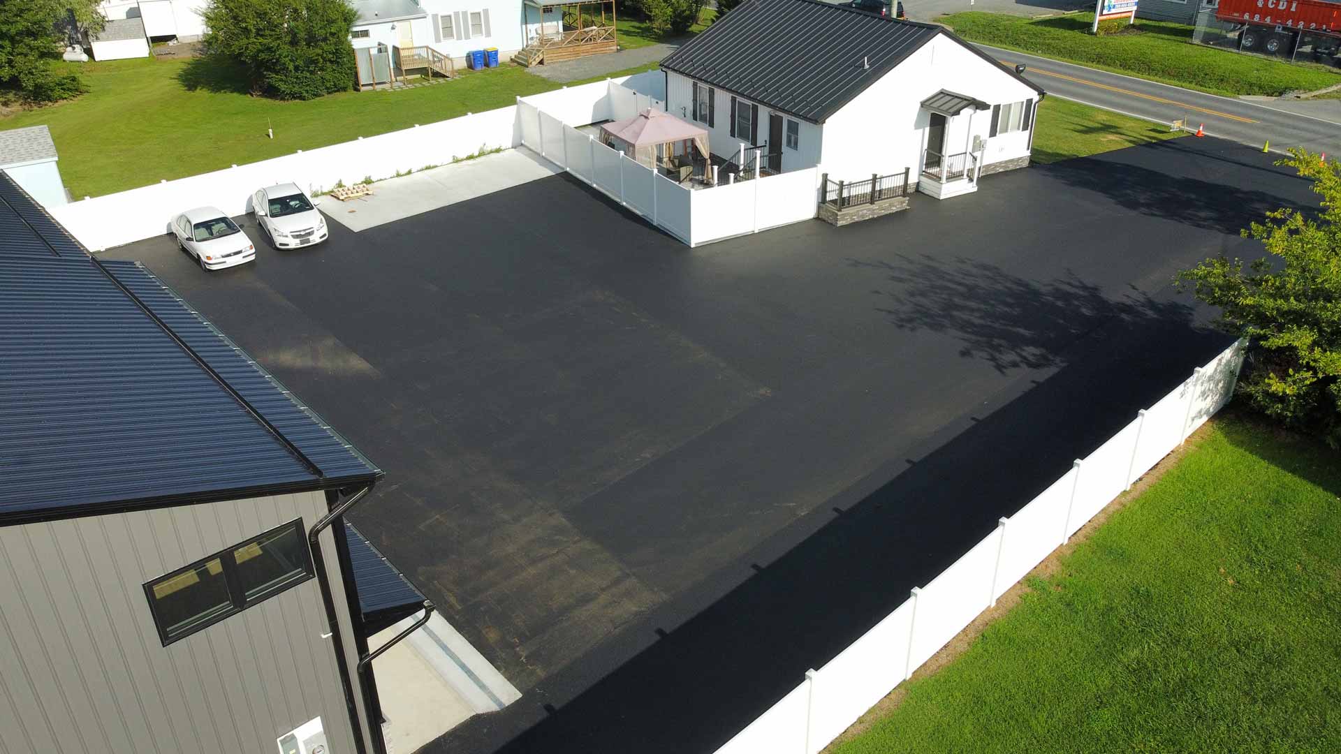 Newly paved parking lot
